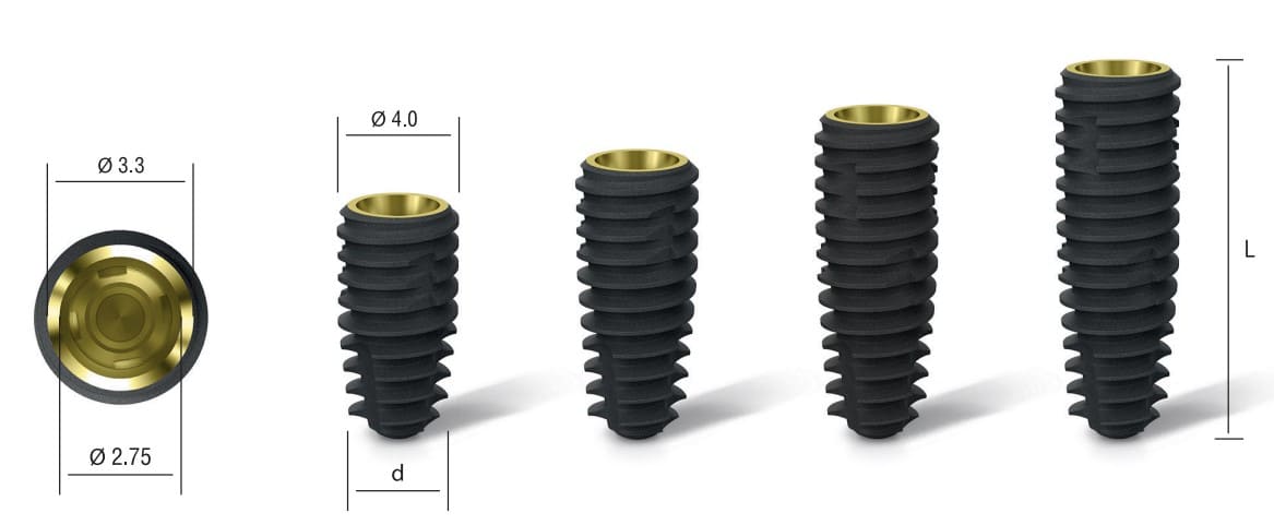 Asper implants with a diameter of 4 mm