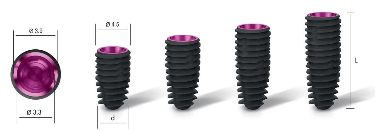 Asper implants with a diameter of 4.5 mm