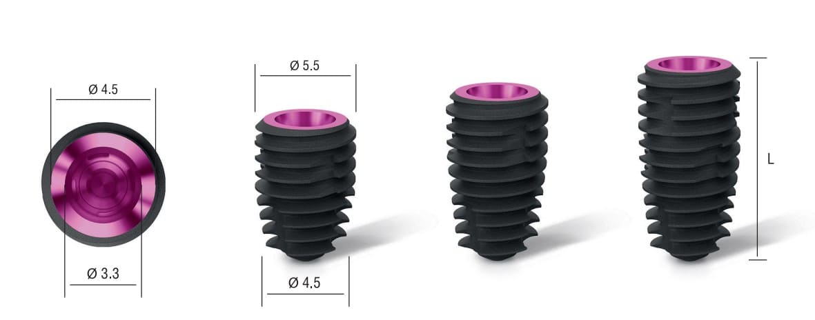 Asper implants with a diameter of 5.5 mm